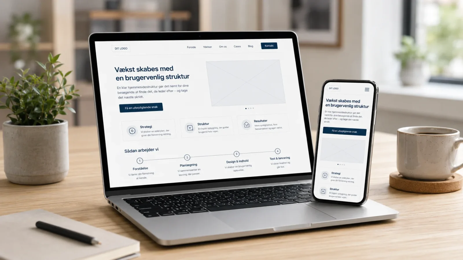 Mobilvenlig ny hjemmeside på smartphone
