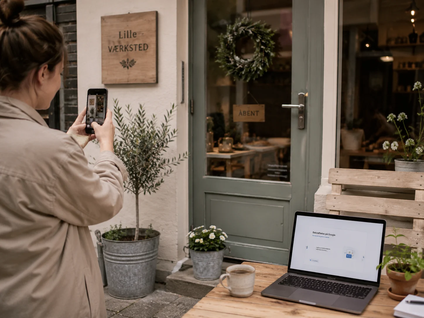 Virksomhedsejer gennemfører bekræftelse af en Google Business Profile
