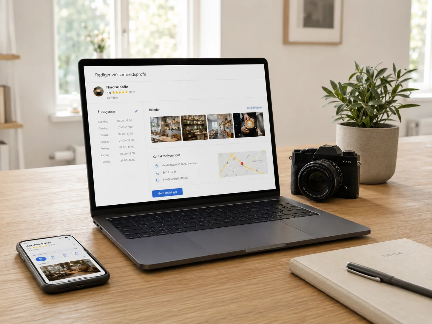 Optimering af billeder og oplysninger på en Google-virksomhedsprofil