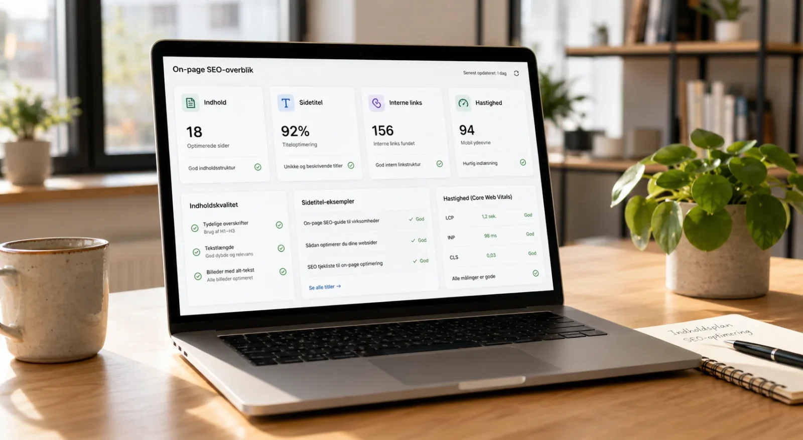 Struktureret webindhold vist på laptop og mobil til søgning og AI