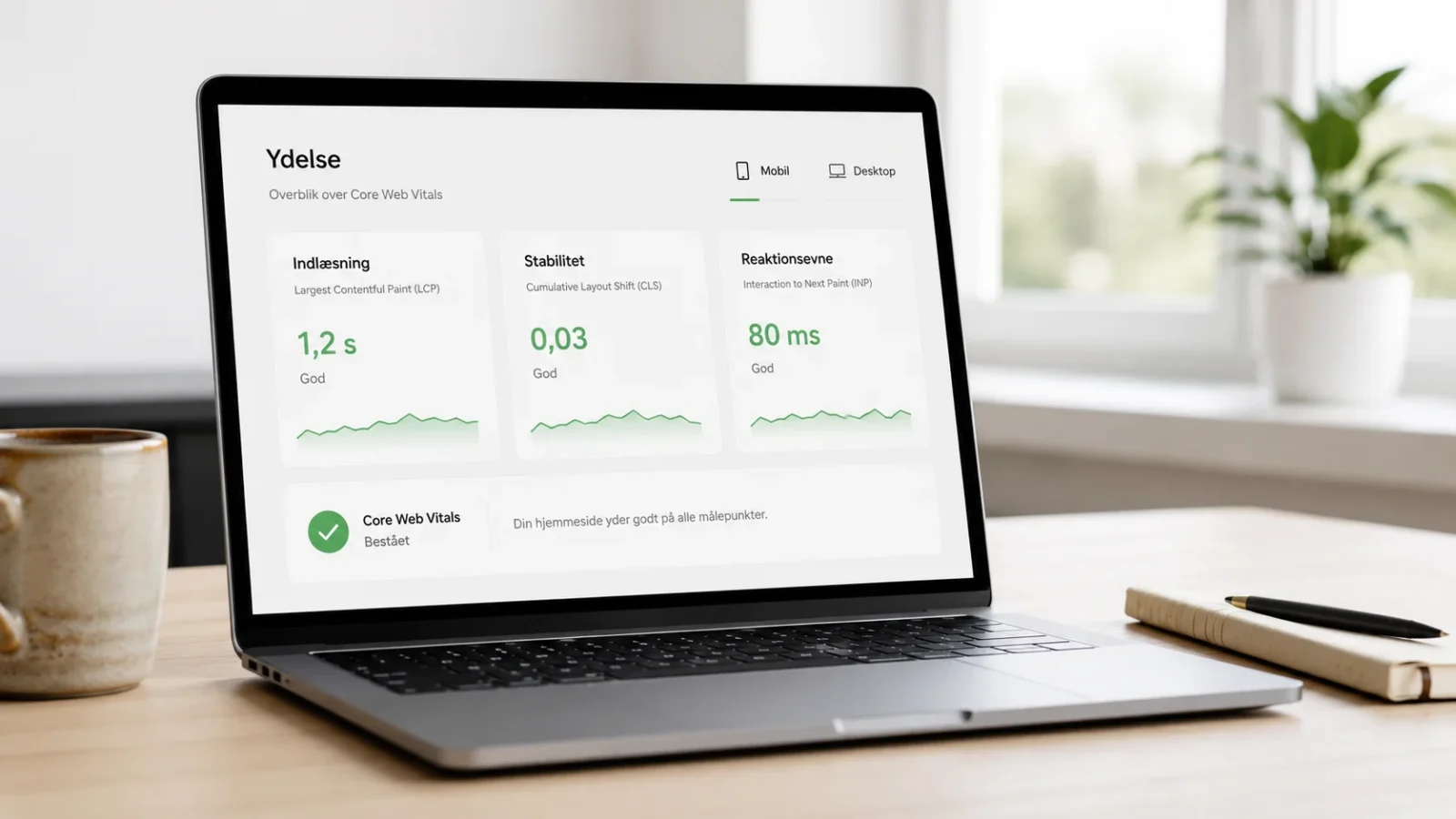 Test af Core Web Vitals og hjemmesidens hastighed