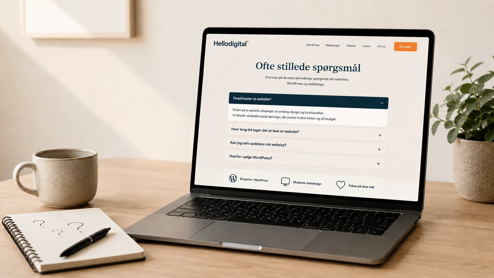 FAQ-side om hjemmesider, webdesign og WordPress hos Hellodigital