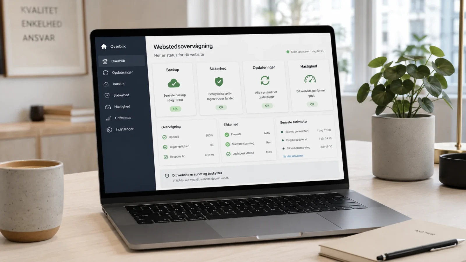 Vedligeholdelse af hjemmeside med sikkerhed, backup og opdateringer