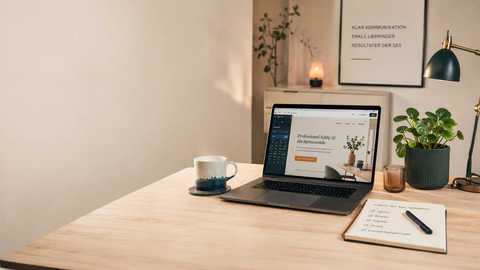 Laptop med WordPress-redigering til opdatering af hjemmeside for mindre virksomheder