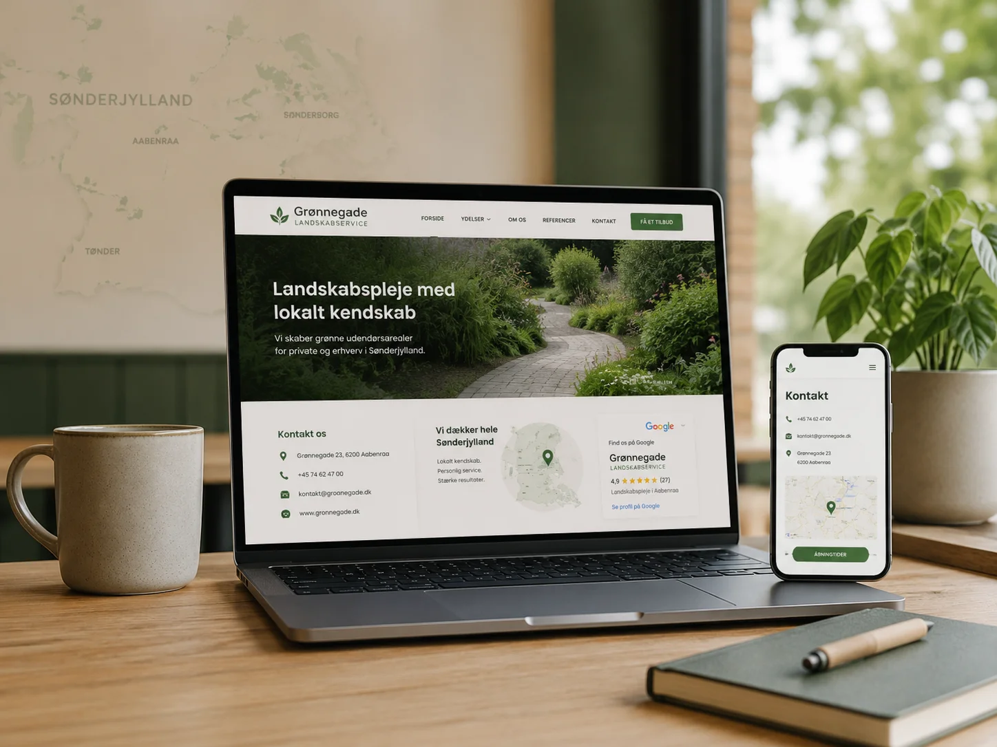 WordPress hjemmeside på laptop til lille virksomhed