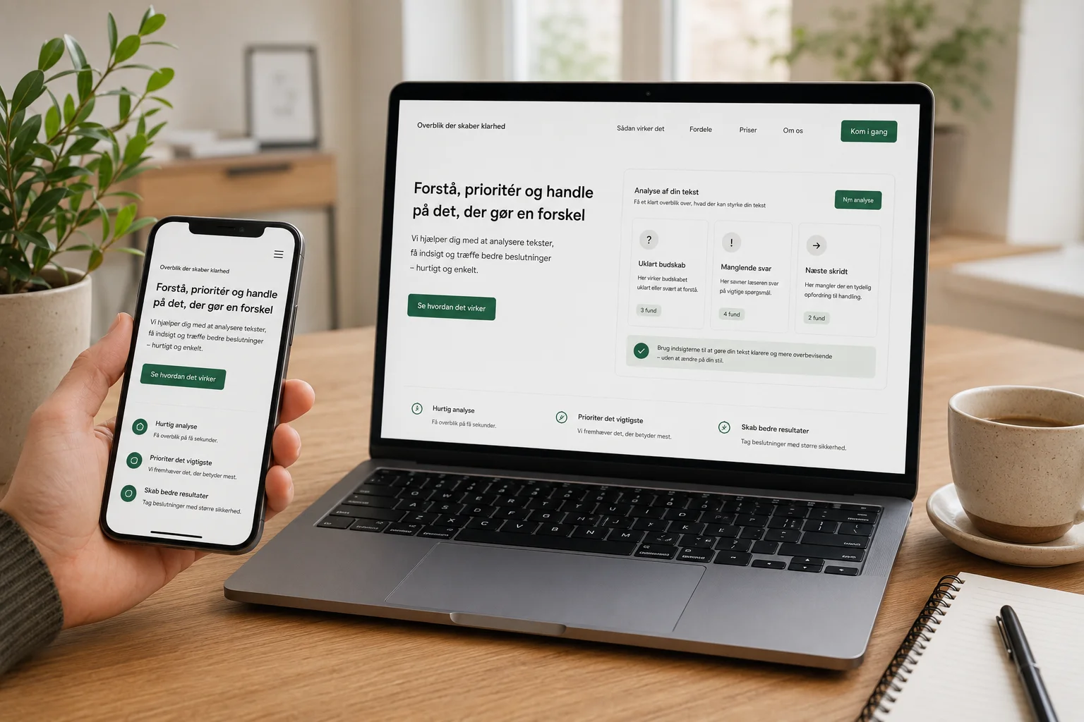 Kvalitetssikring af en hjemmeside på laptop og mobiltelefon