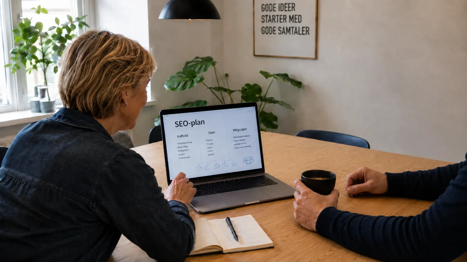 SEO-dashboard med visninger, relevante besøg og henvendelser