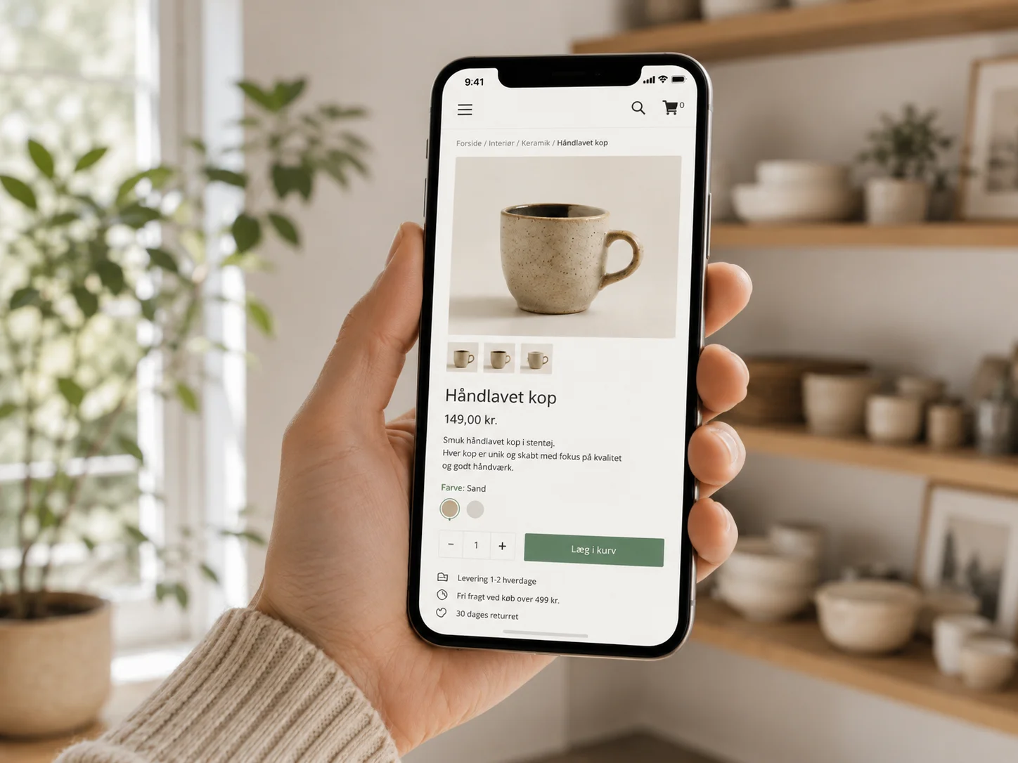 Mobilvenlig webshop med tydelig produktvisning og købsknap