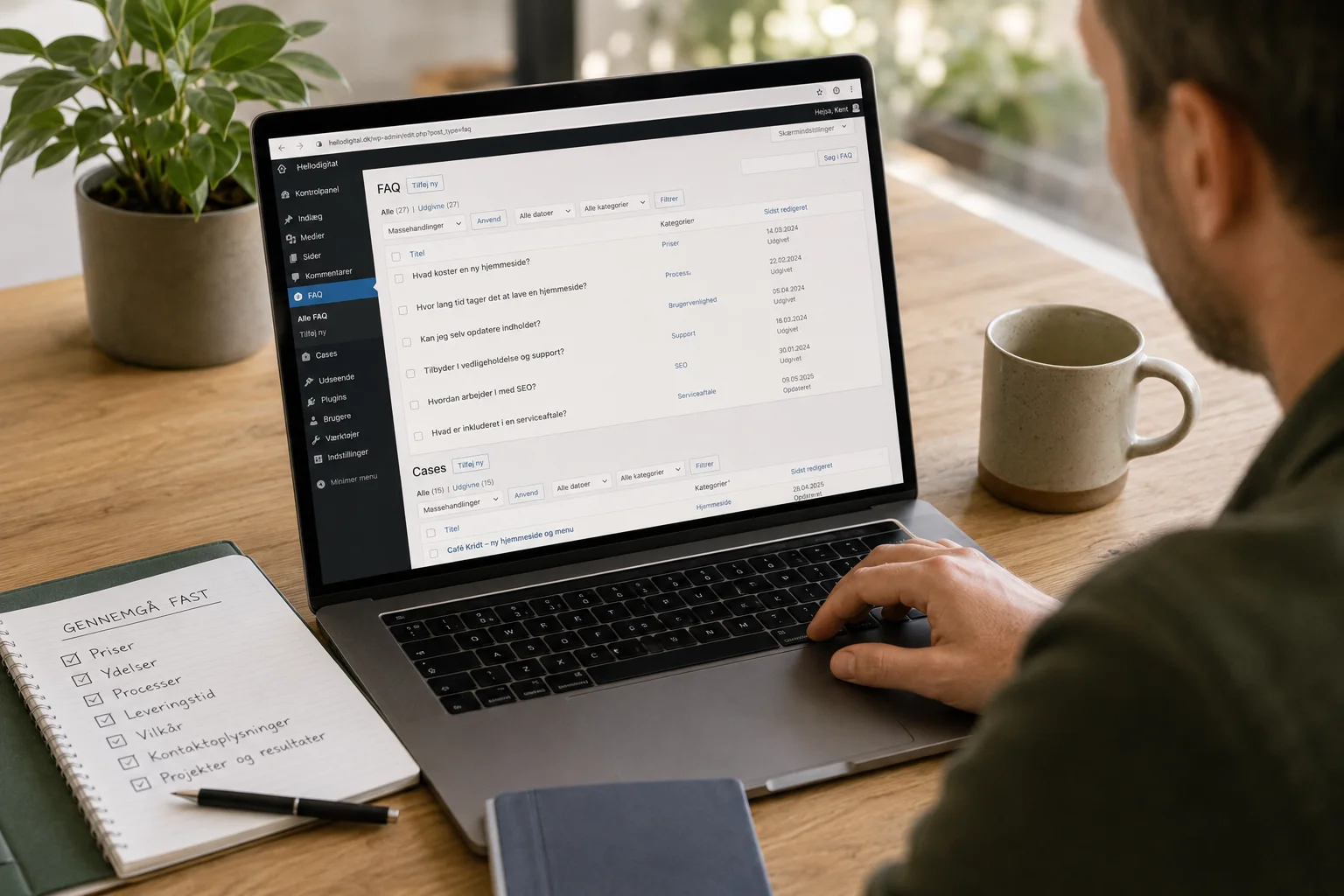 FAQ og cases gennemgås og opdateres i WordPress