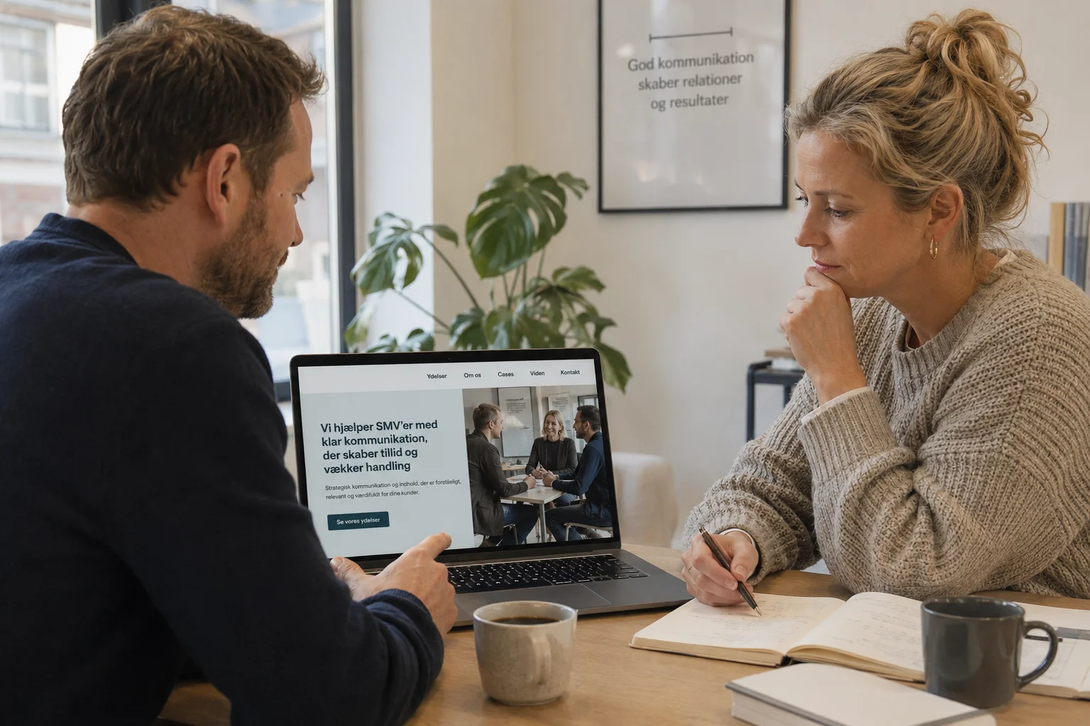 To personer tester om en virksomheds hjemmeside er nem at forstå