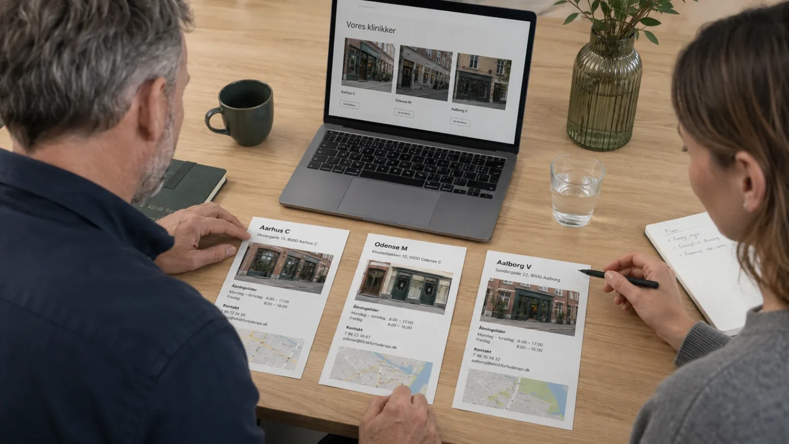 Oversigt over flere lokale afdelinger med separate kontaktoplysninger
